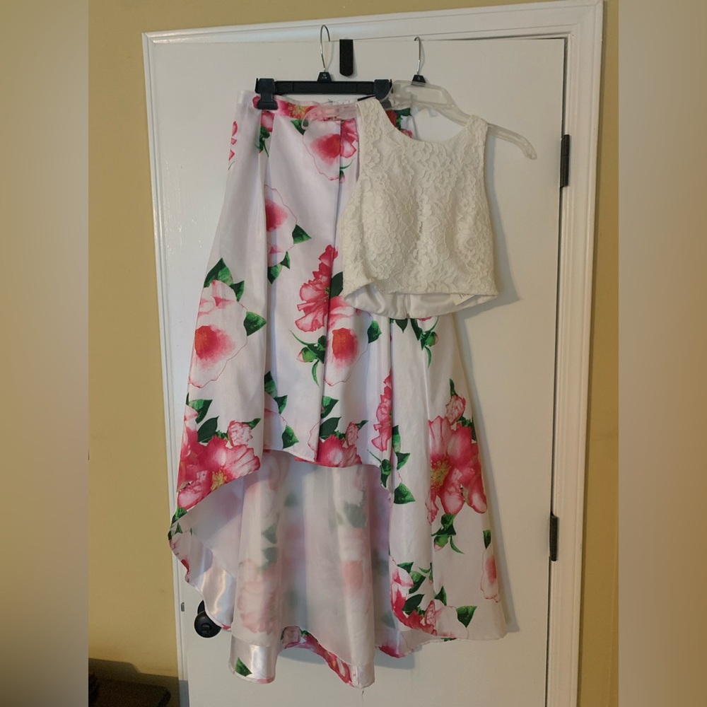 Two-piece high-low formal dress